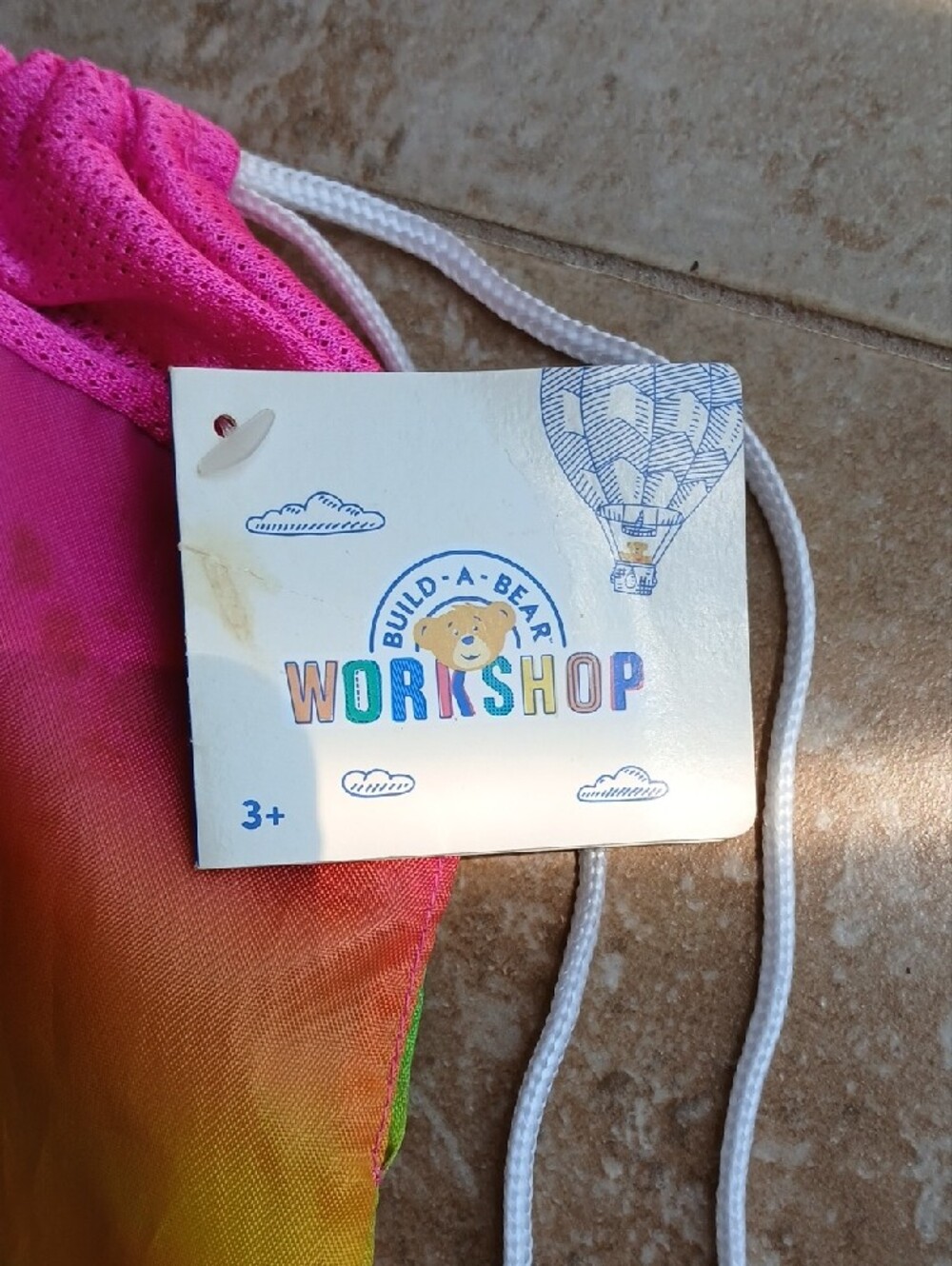 Build-A-Bear Pink Rainbow Gradient Drawstring Bag - Picture 3 of 4